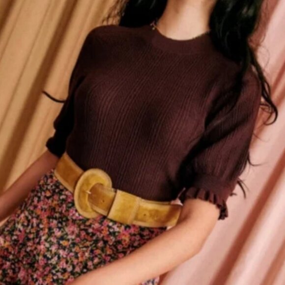 NWT Sezane Adele Knit Jumper Top - Chocolate Brown Cafe French Causal - Picture 1 of 10